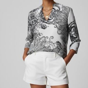 Violet & Claire Black and White Paisley Blouse
